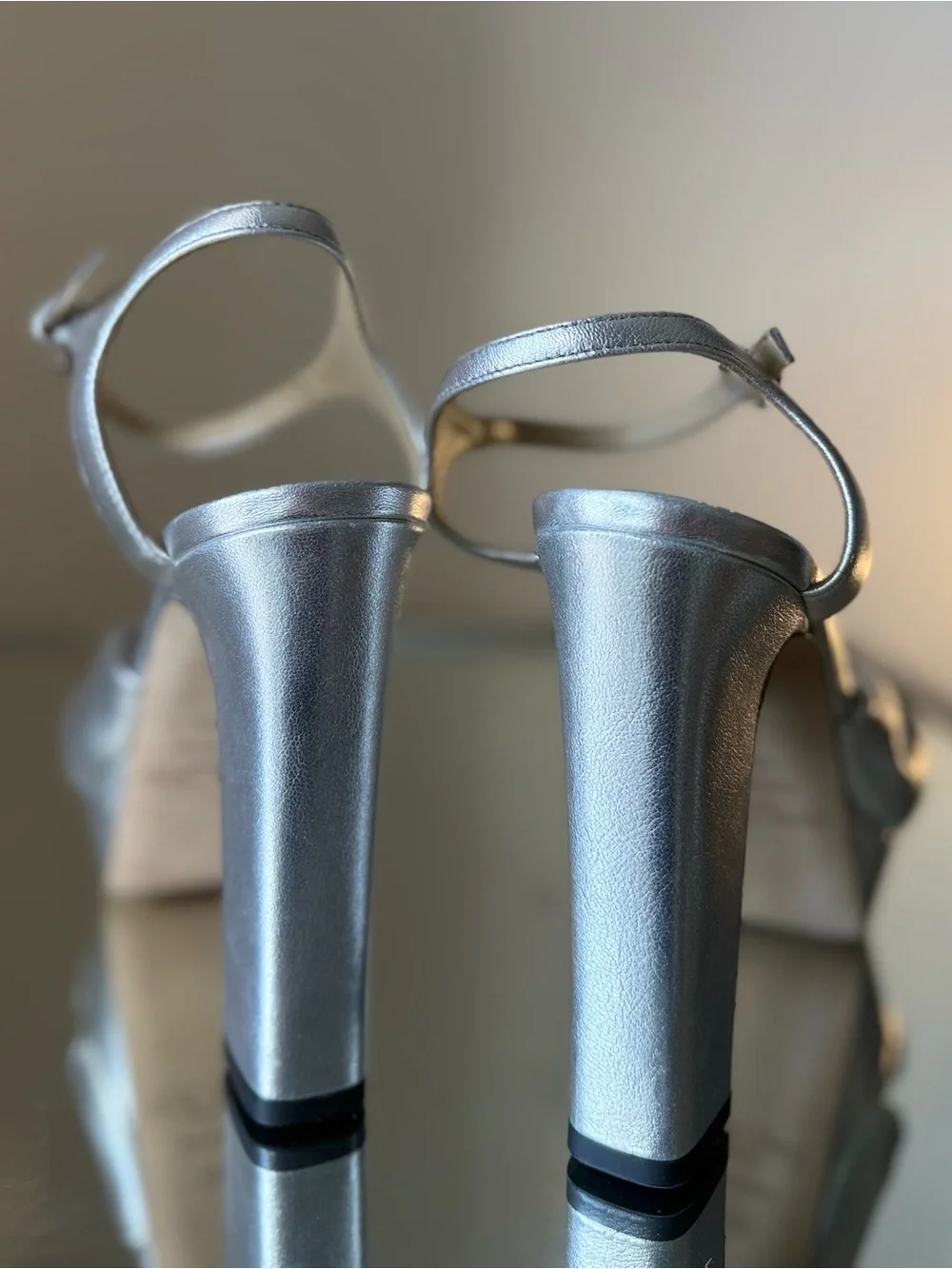 Jimmy CHOO Heloise 120 Silver Metallic Nappa Leather Sandals $1,095 39.5